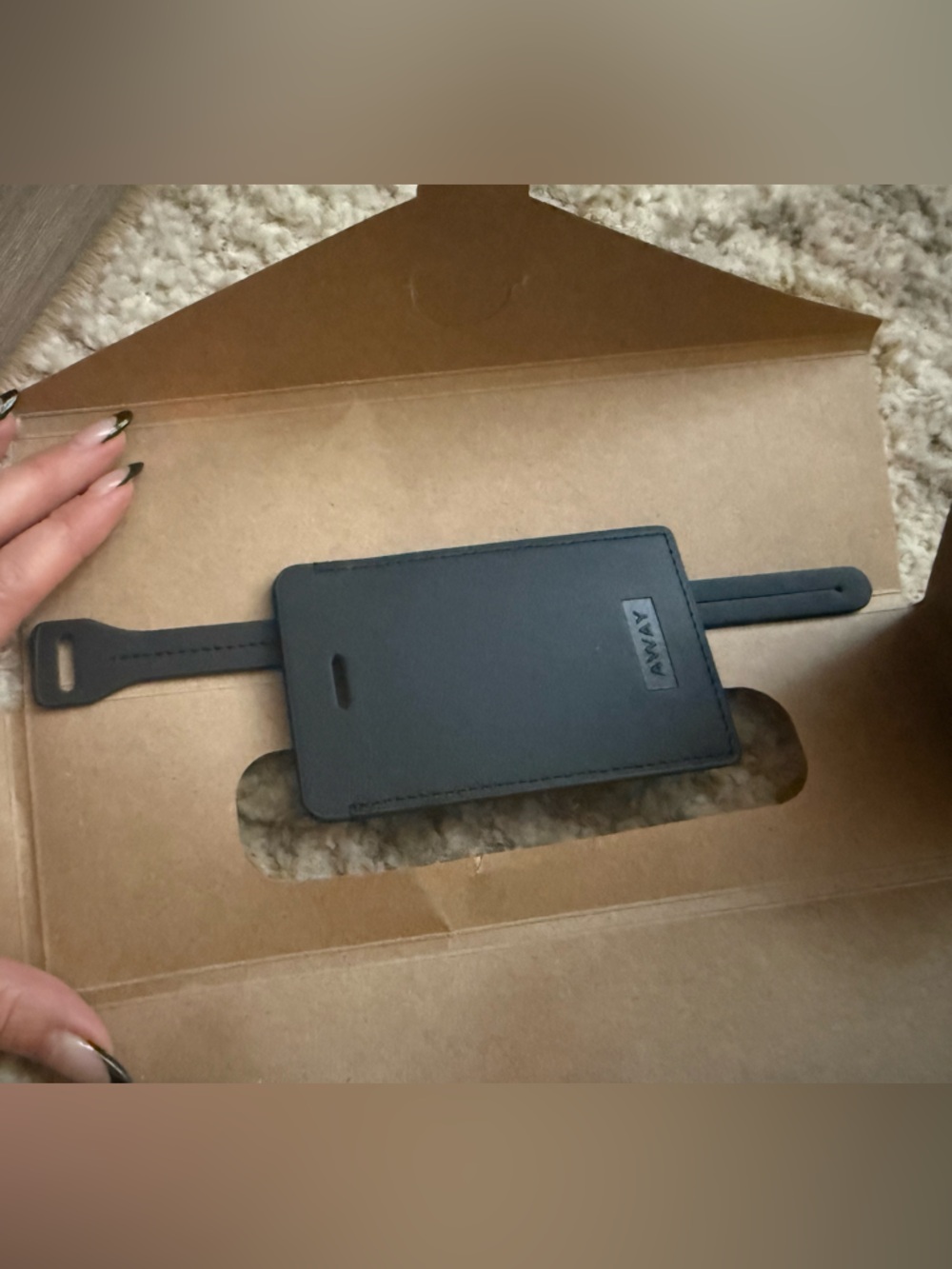 NEW Away Black Leather Luggage Tag
